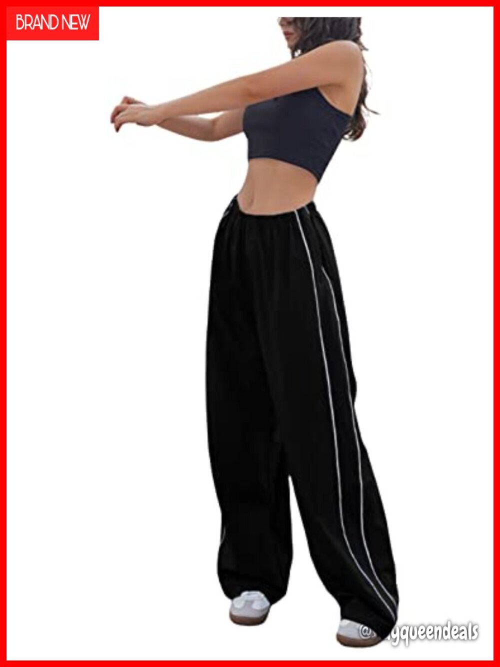Wide Leg Track Pants High Rise Relaxed Fit Jogger Sweatpants with Pockets